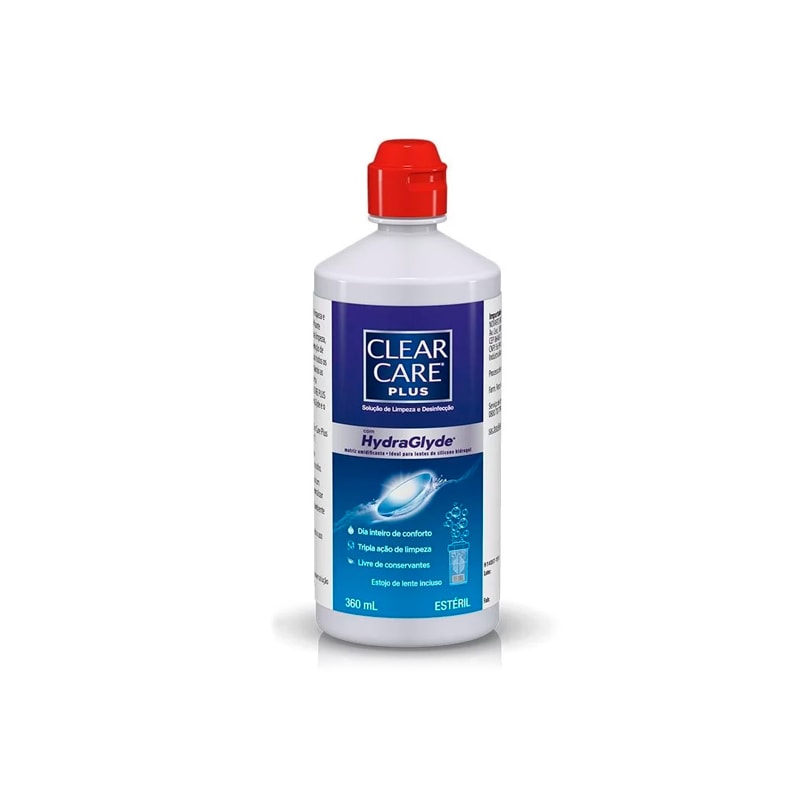 Clear Care Plus com Hydraglyde Solução para limpeza de lentes de
